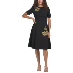 RENE BY RENE RUIZ Short Sleeve Floral Applique Dress